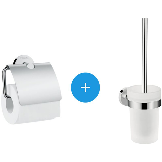 Logis Universal Pack toilet brush + toilet paper holder, Chrome (41722000-DUOLOGIS) - Hansgrohe