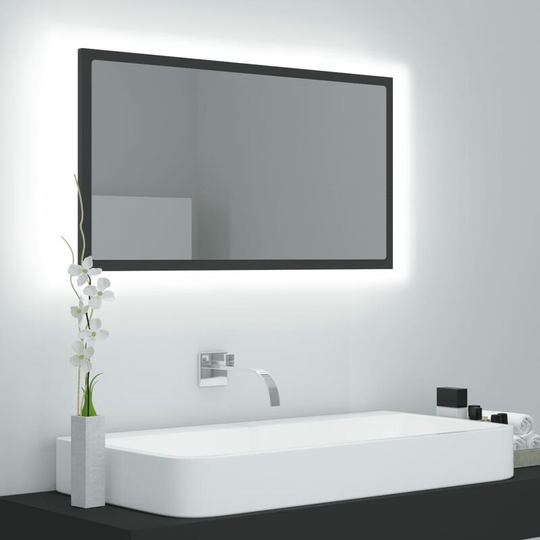 Led Bathroom Mirror Grey 80x8.5x37 cm Chipboard FF804926_UK - Topdeal