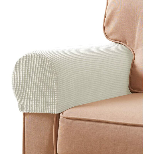 Stretch Armrest Covers Spandex Arm Covers for Chairs Couch Sofa Armchair Slipcovers for Recliner Sofa with Twist Pins 2pcs white