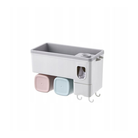 Bathroom shelf wall mount storage box Automatic white toothpaste 2 cups
