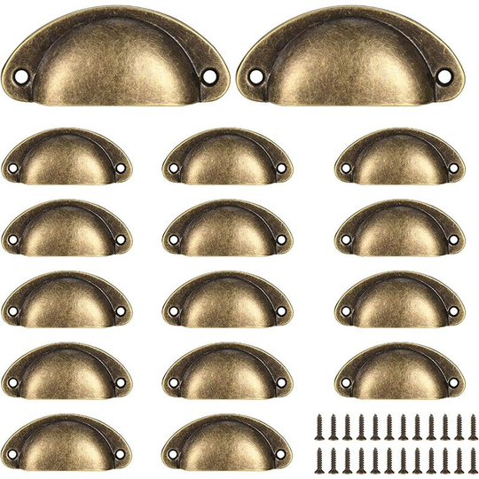 16 Shell Cup Handles, Vintage Drawer Pull Handles, Retro Semicircle Kitchen Cupboard Door Handles and Knobs, Cabinet Dresser Door Handles
