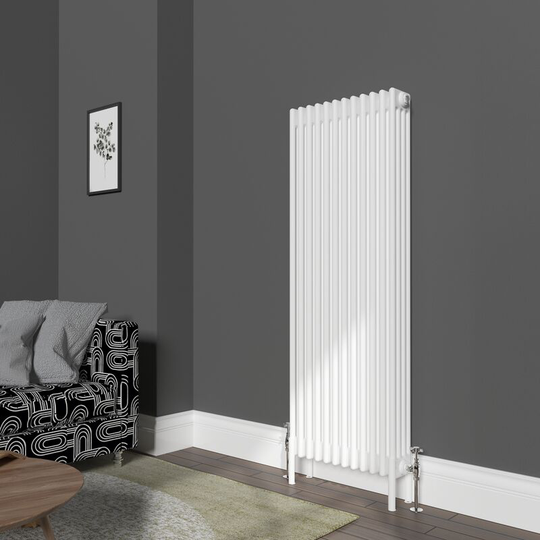 NRG - Traditional 4 Column Radiator Cast Iron Style Heating Rads Vertical White 1500x560mm