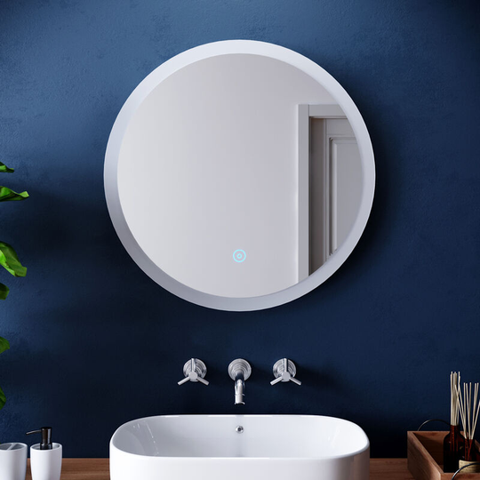 Round Illuminated led Bathroom Mirror Touch Sensor + Demister 600 x 600 mm - Elegant