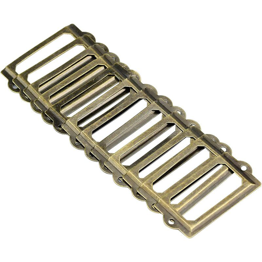 Set of 12 Name Tag Frame, Vintage Metal Cabinet Knobs Frame Holder, Label Holder Handles with Screws Bronze Bookcases Drawer Cabinet