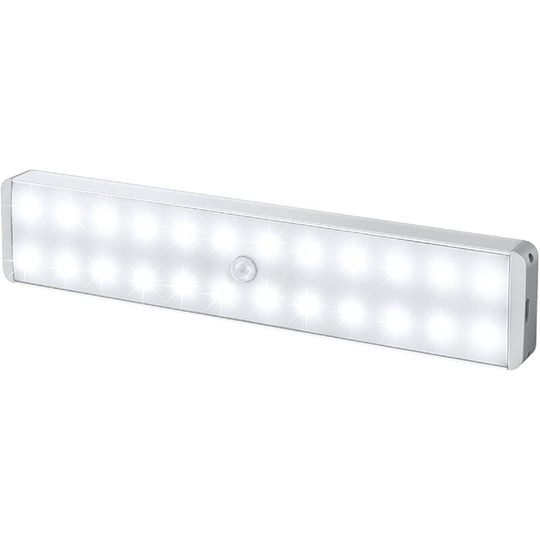Led Closet Light, 24-LED Newest Dimmer usb Rechargeable Motion Sensor Under Cabinet Lighting Wireless Stick-Anywhere Night Safe Light Bar with Remote