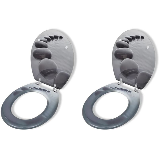 Toilet Seats with Hard Close Lids 2 pcs mdf Stones VD18800 - Hommoo