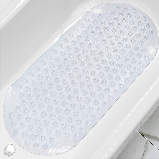 Gift - Shower Mats, Non-Slip Bath Mats with Drain Holes and Suction Cups Machine Washable Bath Mat 88 x 40 cm Transparent