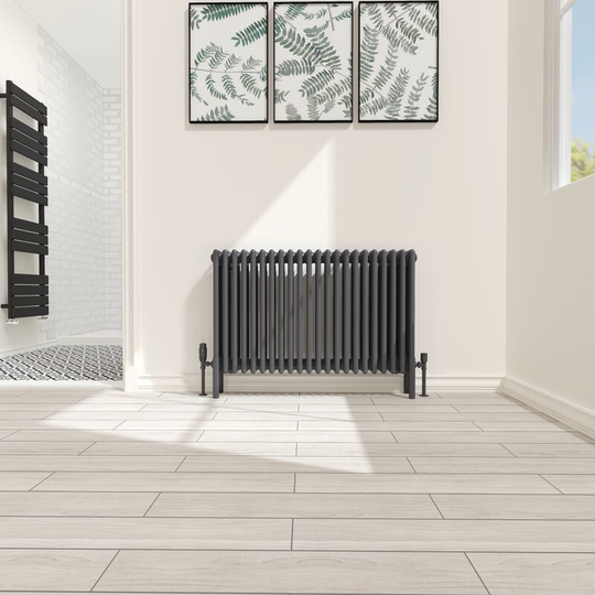 NRG - Traditional 4 Column Radiator Cast Iron Style Heating Rads Horizontal Anthracite 600x1010mm
