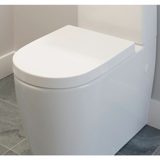 Bathroom d Shape Toilet Seat Soft Close Top Fix Hinges White Modern Plastic - White