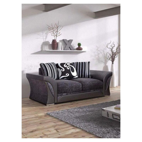Shannon 2 Seater Chenille Fabric Sofa - Black & Grey