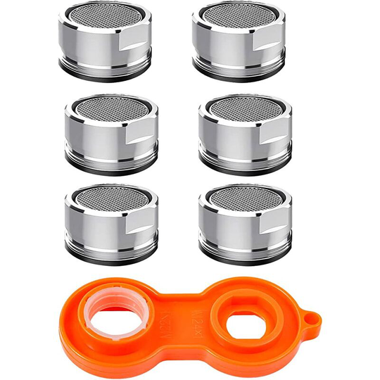 M24 Faucet Aerator, 6 Pieces Water Saving Faucet Aerator with Stainless Steel and abs Filter, for Bathroom and Kitchen Sink Faucet