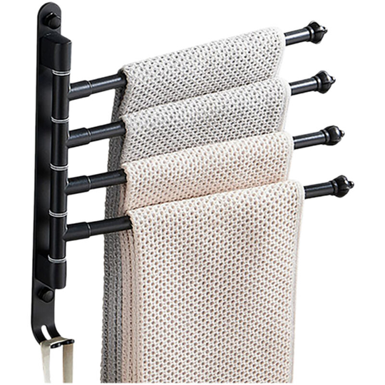 Swivel Out Towel Racks with Hooks 5-Bars Foldable Arms Bath Towel Hanger Wall Mount Towel Bar Aluminum Towel Holder, Type 3 - Type 3