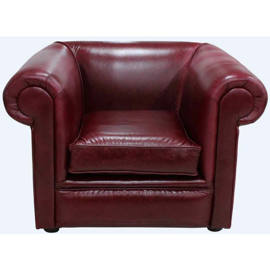 Chesterfield 1930's Low Back Club ArmChair Old English Burgandy Leather