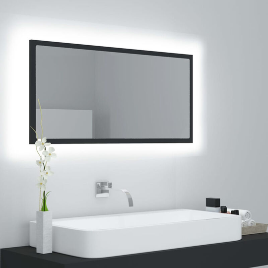 Led Bathroom Mirror Grey 90x8.5x37 cm Chipboard