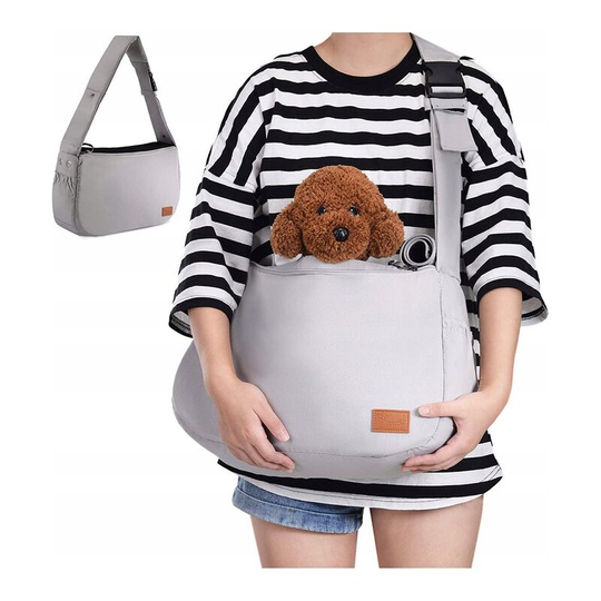 Shoulder bag with padded shoulder strap adjustable for dogs and cats, shoulder bag with adjustable cushions, for cats, dogs and puppy gray