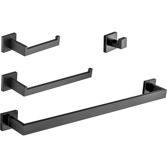 Perlerare - Towel Rack Set, 4 Piece Stainless Steel Bathroom Accessory Set Towel Rack, Toilet Paper Holder, 50cm