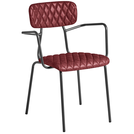 Tara Armchair - Diamond Stitched - Vintage Red. - Red