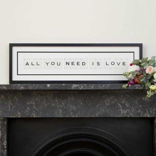 'All You Need is Love Typography' Framed Textual Art on Wood