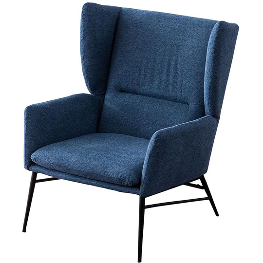 Clara Wing Back Occasional Fabric Lounge Accent Chair Living Room Armchair Blue without Footstool - Blue without Footstool