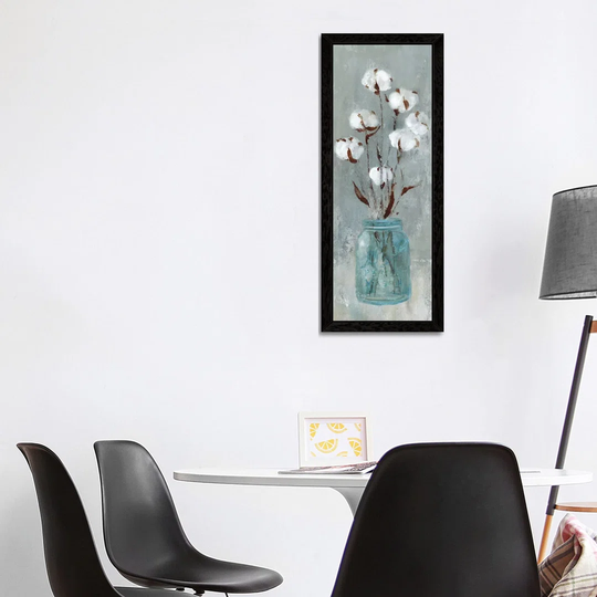 'Stalks of Cotton II' by Carol Robinson - Floater Frame Panoramic Painting Print on Canvas