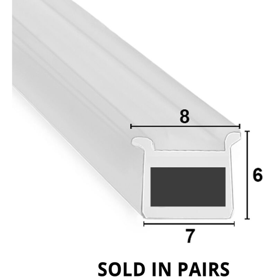 Magnetic Shower Seal for Screens or Doors | Fits Into a Channel | Sold as Pairs | MAG030 (200cm) - Clear