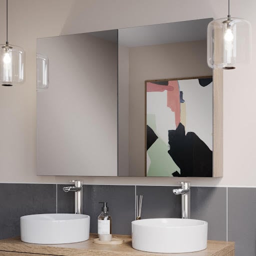 Vitusso Wood Bathroom Mirror Cabinet 1000mm