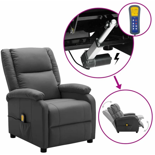 Wing Back Electric Massage Recliner Anthracite Faux Leather Vidaxl Anthracite
