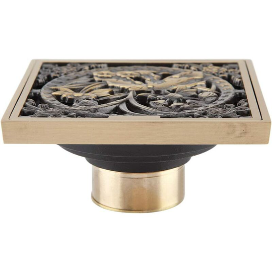 Gift - 10cm Floor Drain Antique Brass Bathroom Waste Drain Plug Environmentally Friendly Grate a