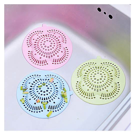 Filter Deviating Plastic Bathtub Grainer or Washbasin Drain Lid in Hollow Flower Pattern Catch-Hair For Kitchen or Bathroom (3 Rooms)