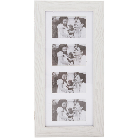 Simple pvc Wood Grain Coating Photo Storage Damp-proof Jewelry Mirror Cabinet White