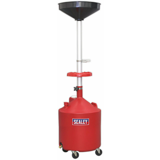 80L Mobile Oil Drainer - Gravity Discharge - Height Adjustable - Castor Wheels