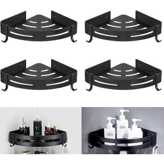4 Rooms Bathroom Tripod Bathroom Shelf Storage Holder Antirust Triangle Stylish Cart Simple Black Shelf
