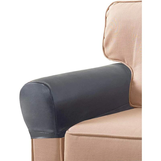 1 Pair of pu Leather Sofa Armrest Covers for Armchairs, Stretch Slipcovers for Sofa Furniture, Armrests (Dark Grey)