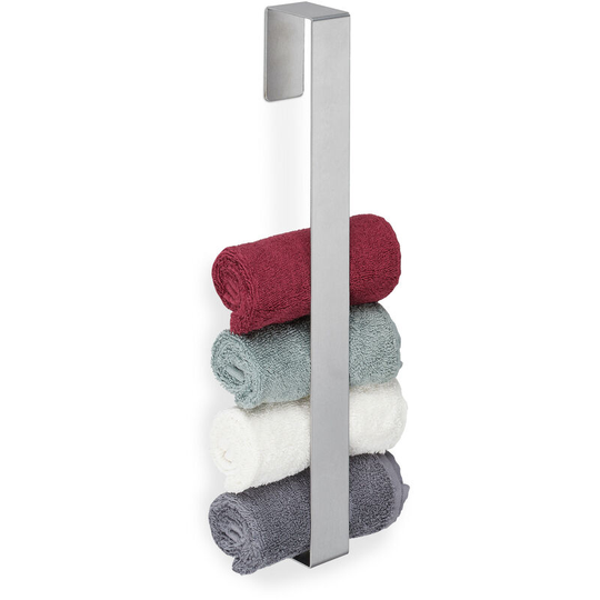 Towel Rail, Self-Adhesive, 430 Stainless Steel, Bathroom, Kitchen, Without Drilling, HxWxD: 45x4x6 cm, Silver - Relaxdays