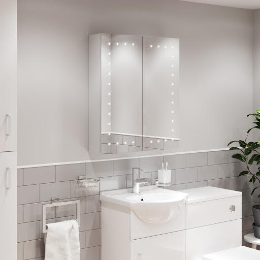 Artis Lucio LED Aluminium Mirror Cabinet with Demister Pad and Shaver Socket 700x600mm - Mains Power