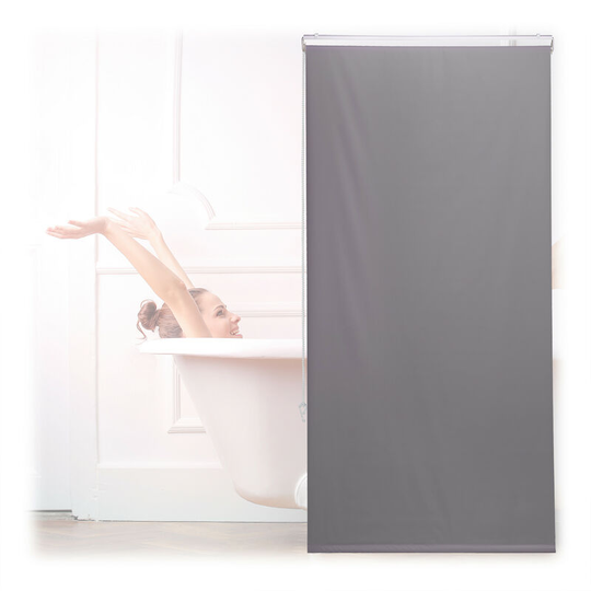 Relaxdays - Bathroom Roller Blind, for Shower & Bathtub, Water Repellent, Quick Drying, Ceiling & Window, 80x240cm, Grey