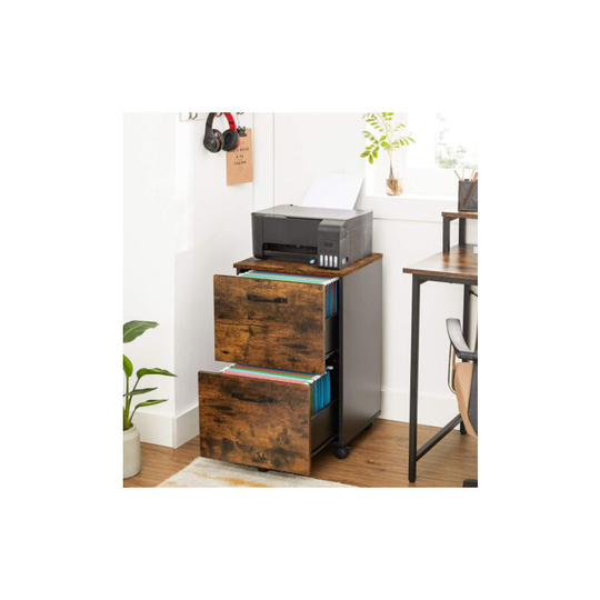 Industrial Filing Cabinet Office Storage Drawers Rustic Metal Unit Vintage Wheel
