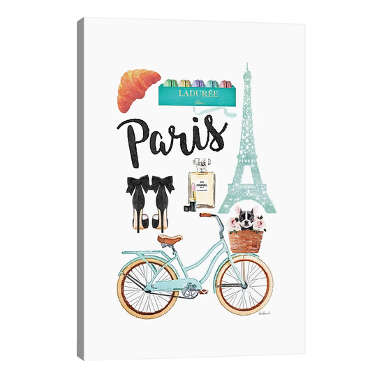 Paris City Collage by Amanda Greenwood - Wrapped Canvas Graphic Art Print