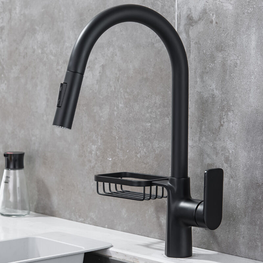 LITZEE Kitchen Faucet, 360° Rotating Kitchen Mixer Tap with Pull Out Spray, Rotating Sink Mixer Tap with Spray Modes Black Stainless Steel Kitchen