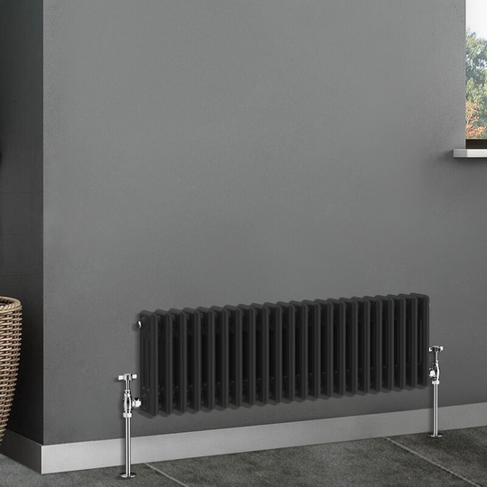 Traditional Radiator Cast Iron Style Radiator 3 Column Black 300x1012mm