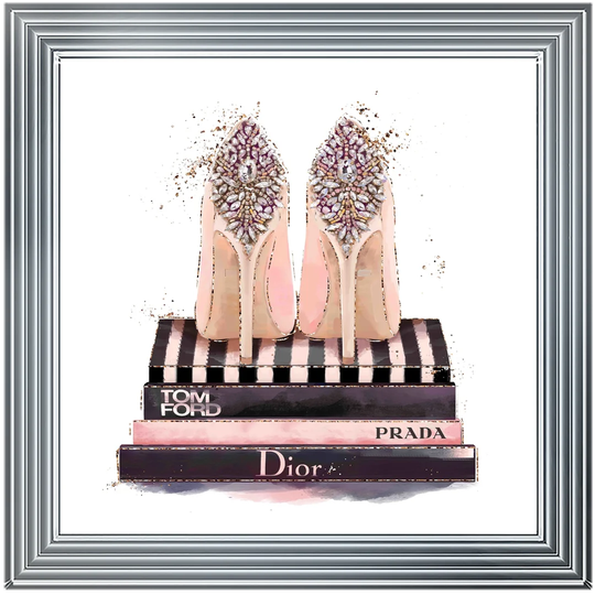 Fashion Books Pink - Picture Frame Painting Print on Paper