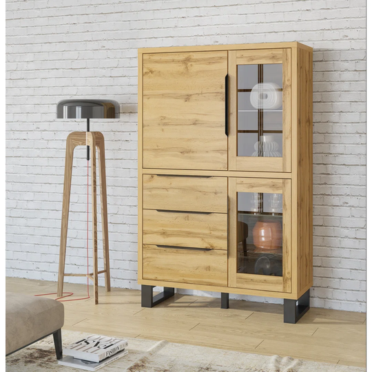 Erik 3 Door 3 Drawer Display Cabinet