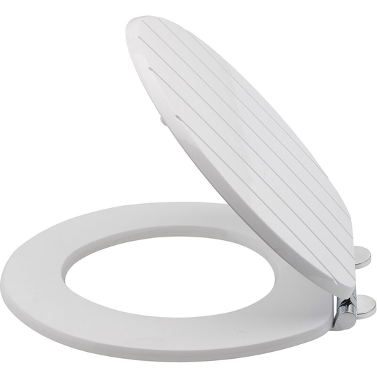 White New England Tongue and Groove Toilet Seat Heavy Duty Bar Hinge Wood Finish