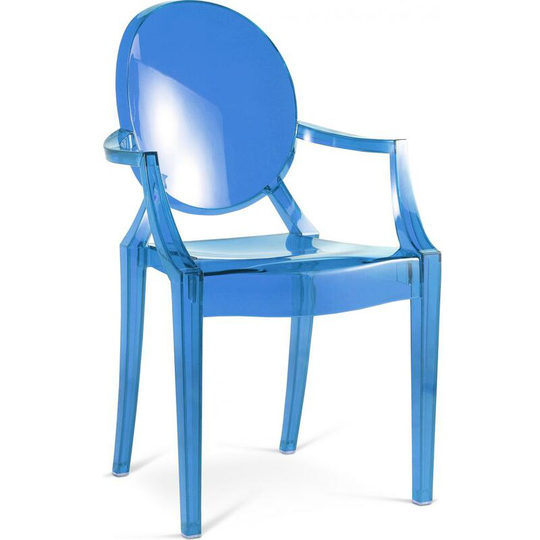 Children Armchair Louis XiV Design Transparent Blue transparent pc, pp - Blue transparent