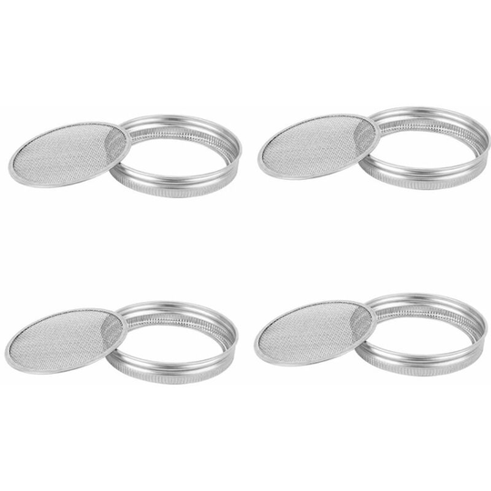 Set of 4 Seed Jar Lids | For 86mm Regular Neck Sprouting Jars | Organic Sprouts at Home | Jar drainer | 304 Stainless Steel Pot for Growing Broccoli,