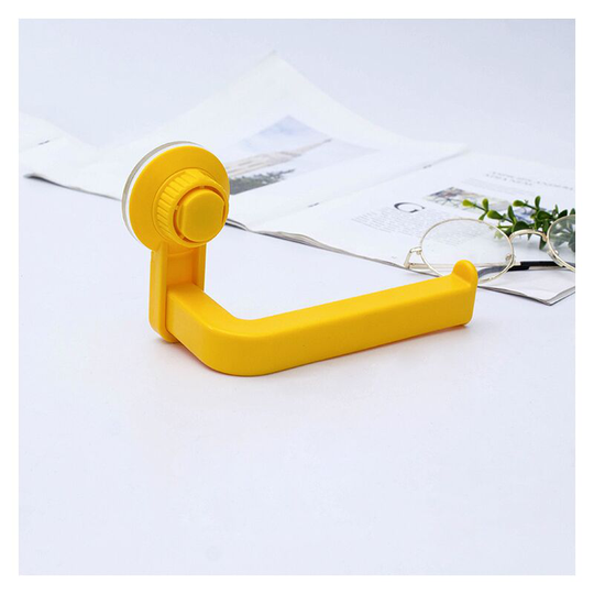 Suction Cup Holder Kitchen Bathroom Storage Waterproof and Moisture-proof Towel Rack Toilet Paper Holder (Yellow)
