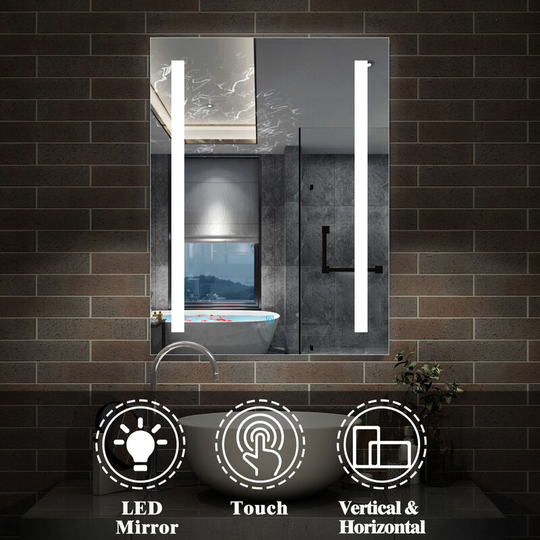 Acezanble - 600x800 Illuminated Bathroom Mirrors with led Lights,IP44,Touch Sensor Switch
