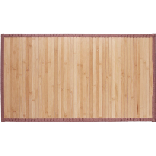 Relaxdays - Natural Bamboo Bath Mat, Moisture-Resistant, Textile Border, Bathtub Rug , 80 x 45 cm