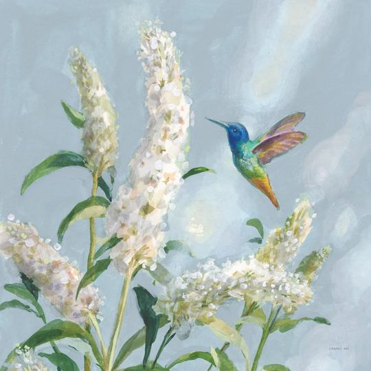Hummingbird Spring II Soft Blue by Danhui Nai - Wrapped Canvas Painting