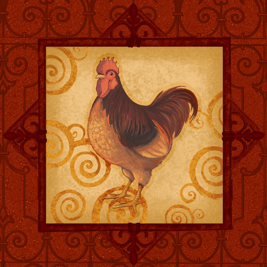 Decorative Rooster III - Wrapped Canvas Art Print